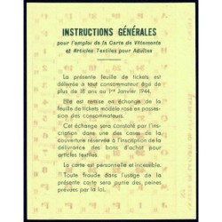 Annexe carte de vêtements - Sans catégorie - 1944 - Etat : SPL