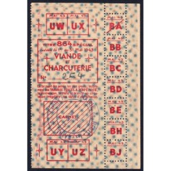 Viande et Charcuterie - Titre 864 spécial - 05/1943 - Néris-le-Bains (03) - Etat : SUP