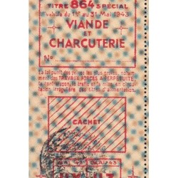 1943 - Titre 864 spécial - Viande et Charcuterie - Mai - Etat : SUP