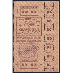Viande et Charcuterie - Titre 897 spécial - 06/1943 - Petit-Clamart (92) - Etat : SUP