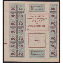 Viande et Charcuterie - Titre C 215 - Catégorie U - 11/1941 - Plessis-Trévise (94) - Etat : SUP