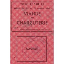 Viande et Charcuterie - Titre C 178 - Catégorie U - 10/1941 - Montgeron (91) - Etat : TB-