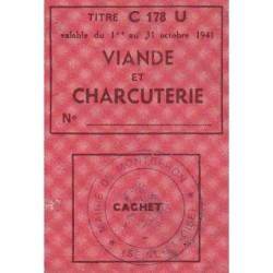 Viande et Charcuterie - Titre C 178 - Catégorie U - 10/1941 - Montgeron (91) - Etat : TB+