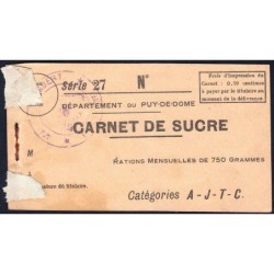 Rationnement - Carnet de sucre - 1920 - Ambert (63) - Etat : TB+