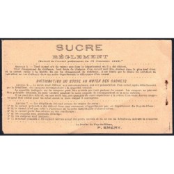Rationnement - Carnet de sucre - 1920 - Puy-de-Dome (63) - Etat : TTB+
