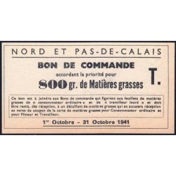 Matières grasses 800 gr. - Nord Pas-de-Calais - 10/1941 - Etat : TTB