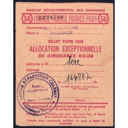 Chauffage - Charbon 50 kilos - 1946 - Haute-Garonne (31) - Etat : TTB