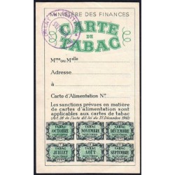 Carte de Tabac - 07/1947 à 12/1947 - Moulins (03) - Etat : SUP