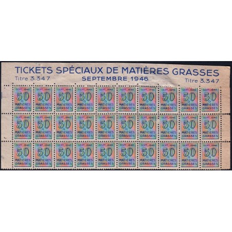 Tickets spéciaux Mat. grasses - Titre 3347 - 09/1946 - Etat : TB