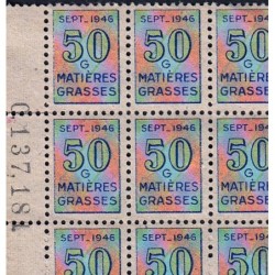 Tickets spéciaux Mat. grasses - Titre 3347 - 09/1946 - Etat : TB