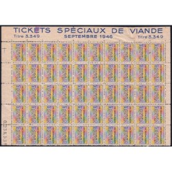 Tickets spéciaux Viande - Titre 3349 - 09/1946 - Etat : TB
