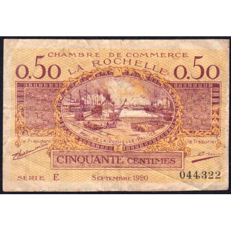 La Rochelle - Pirot 66-7 - 50 centimes - Série E - 09/1920 - Etat : TB
