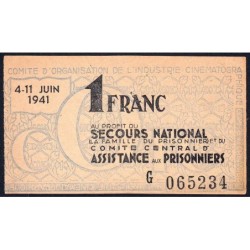 Secours national - 1 franc - 1941 - Industrie Cinématographique - Etat : TTB