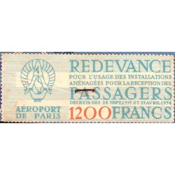 Billet de Passage - Compagnie T.A.I. - Redevance 1200 francs - 1955 - Etat : TTB