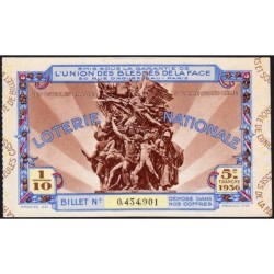 1936 - Loterie Nationale - 5e tranche - 1/10ème - Gueules cassées - Etat : SUP