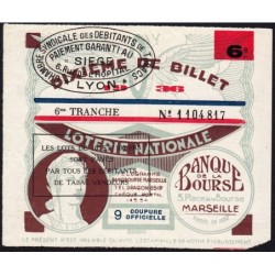 1936 - Loterie Nationale - 6e tranche - 1/10ème - Banque de la Bourse - Etat : TTB