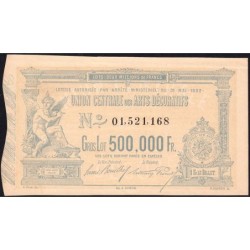 1882 - Paris - Loterie - Union Centrale des Arts Décoratifs - 1 franc - Etat : SPL