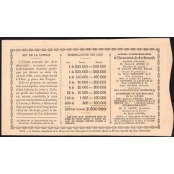 1882 - Paris - Loterie - Union Centrale des Arts Décoratifs - 1 franc - Etat : SPL