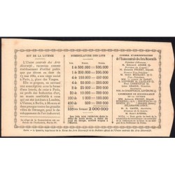 1882 - Paris - Loterie - Union Centrale des Arts Décoratifs - 1 franc - Etat : TTB