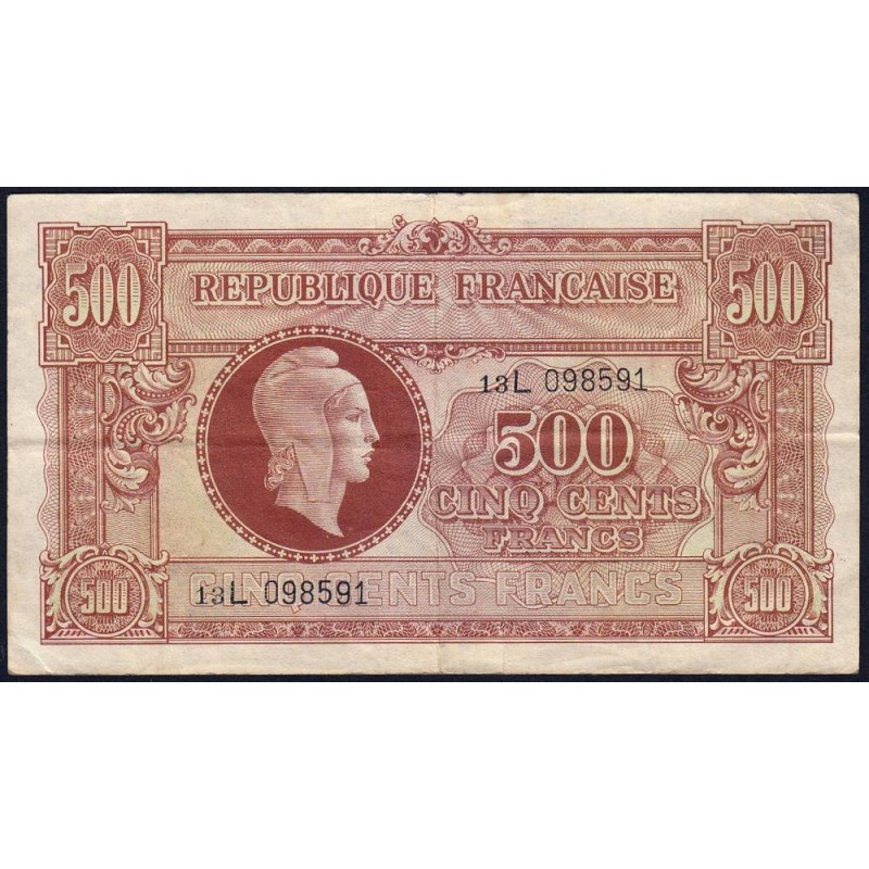 VF 11-01 - 500 francs - Marianne - 1945 - Série 13L - Etat : TTB