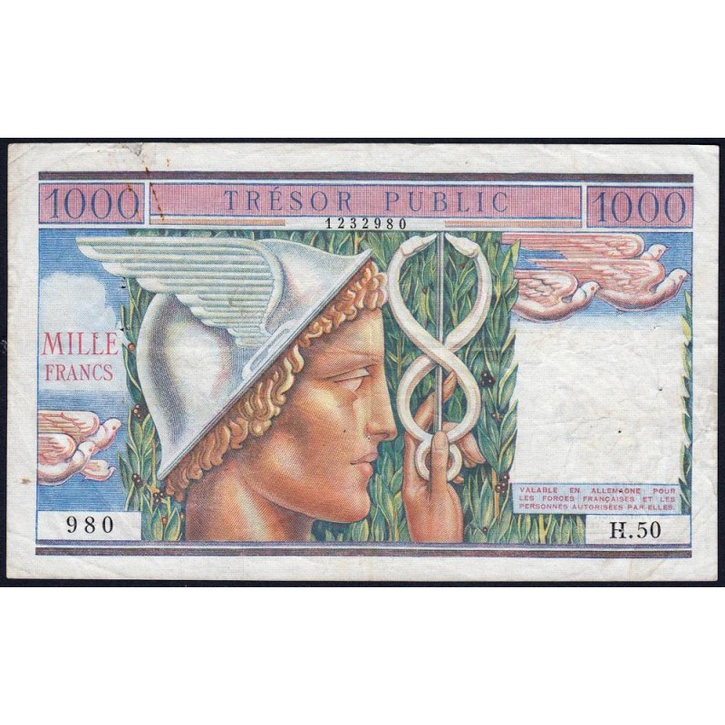 VF 35-01 - 1'000 francs - Trésor Public - Allemagne - 1955 - Série H.50 - Etat : TB+