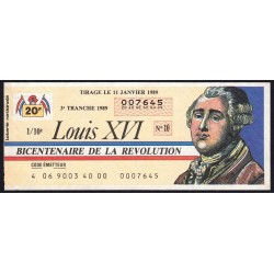 1989 - Bicentenaire de la Révolution - 3e tranche - 1/10ème - Louis XVI - Etat : TTB+