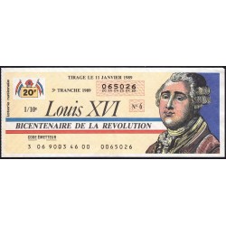 1989 - Bicentenaire de la Révolution - 3e tranche - 1/10ème - Louis XVI - Etat : TTB