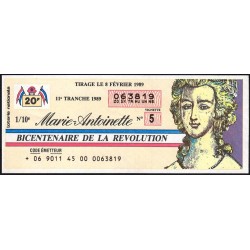 1989 - Bicentenaire de la Révolution - 11e tranche - 1/10ème - Marie-Antoinette - Etat : TTB+