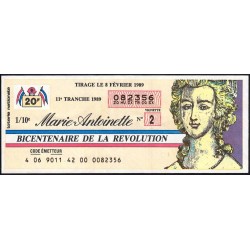 1989 - Bicentenaire de la Révolution - 11e tranche - 1/10ème - Marie-Antoinette - Etat : TTB+