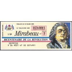 1989 - Bicentenaire de la Révolution - 21e tranche - 1/10ème - Mirabeau - Etat : SPL+