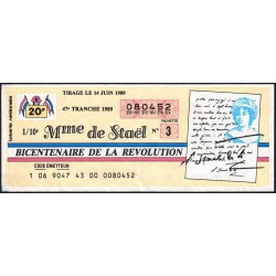 1989 - Bicentenaire de la Révolution - 47e tranche - 1/10ème - Mme de Staël - Etat : TTB