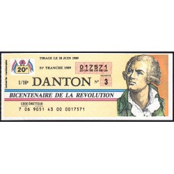 1989 - Bicentenaire de la Révolution - 51e tranche - 1/10ème - Danton - Etat : SPL+