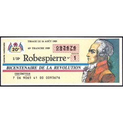 1989 - Bicentenaire de la Révolution - 65e tranche - 1/10ème - Robespierre - Etat : SPL