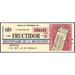1989 - Bicentenaire de la Révolution - 71e tranche - 1/10ème - Fructidor - Etat : TTB+