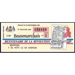 1989 - Bicentenaire de la Révolution - 75e tranche - 1/10ème - Beaumarchais - Etat : NEUF