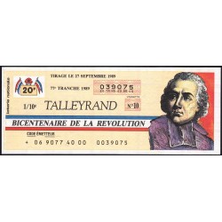 1989 - Bicentenaire de la Révolution - 77e tranche - 1/10ème - Talleyrand - Etat : SPL+