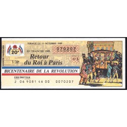 1989 - Bicentenaire de la Révol. - 81e tranche - 1/10ème - Retour du Roi à Paris - Etat : TTB