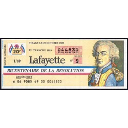 1989 - Bicentenaire de la Révolution - 85e tranche - 1/10ème - Lafayette - Etat : SPL+