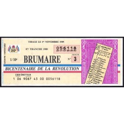 1989 - Bicentenaire de la Révolution - 87e tranche - 1/10ème - Brumaire - Etat : SPL
