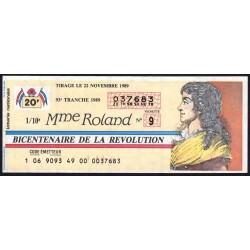 1989 - Bicentenaire de la Révolution - 93e tranche - 1/10ème - Mme Roland - Etat : SUP