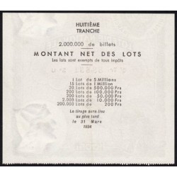 1933 - Loterie Nationale - 8e tranche - Etat : SUP+