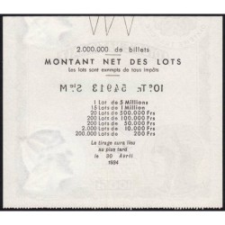1933 - Loterie Nationale - 10e tranche - Etat : SUP