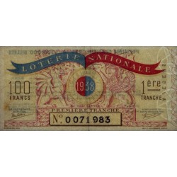 1938 - Loterie Nationale - 1e tranche - Entier - Etat : TTB+