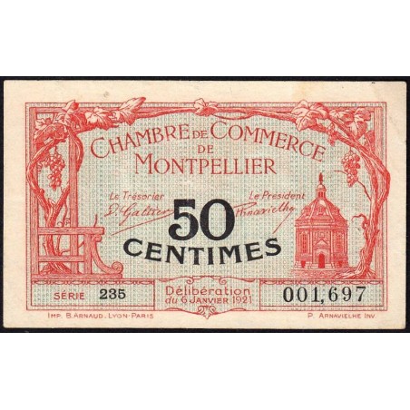 Montpellier - Pirot 85-22 - 50 centimes - Série 235 - 06/01/1921 - Etat : TTB+