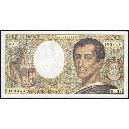 F 70-12c - 1981 - Faux 200 francs - Montesquieu - Série M.138 - Etat : TB+