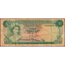 Bahamas - Pick 35a_1 - 1 dollar - Série T - Loi 1974 - Etat : B