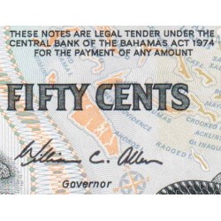 Bahamas - Pick 42a - 1/2 dollar - Série A - Loi 1974 (1984) - Etat : NEUF