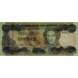 Bahamas - Pick 42a - 1/2 dollar - Série A - Loi 1974 (1984) - Etat : SPL