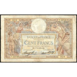F 24-13 - 17/05/1934 - 100 francs - Merson grands cartouches - Série T.44726 - Etat : TB-