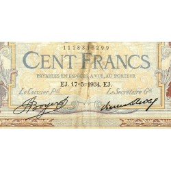 F 24-13 - 17/05/1934 - 100 francs - Merson grands cartouches - Série R.44733 - Etat : TB-